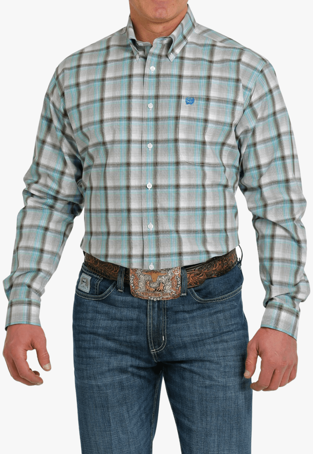 Cinch CLOTHING-Mens Long Sleeve Shirts Cinch Mens Plaid Button Down Long Sleeve Shirt