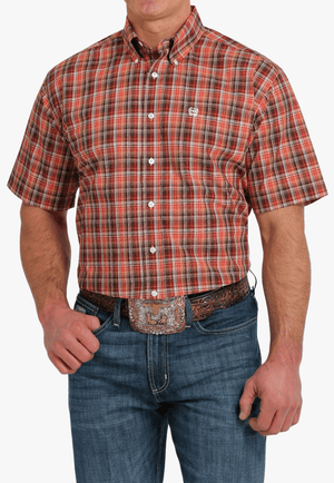 Cinch CLOTHING-Mens Short Sleeve Shirts Cinch Mens Plaid Button Down Short Sleeve Shirt