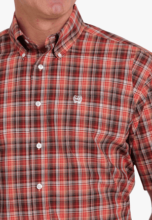 Cinch CLOTHING-Mens Short Sleeve Shirts Cinch Mens Plaid Button Down Short Sleeve Shirt