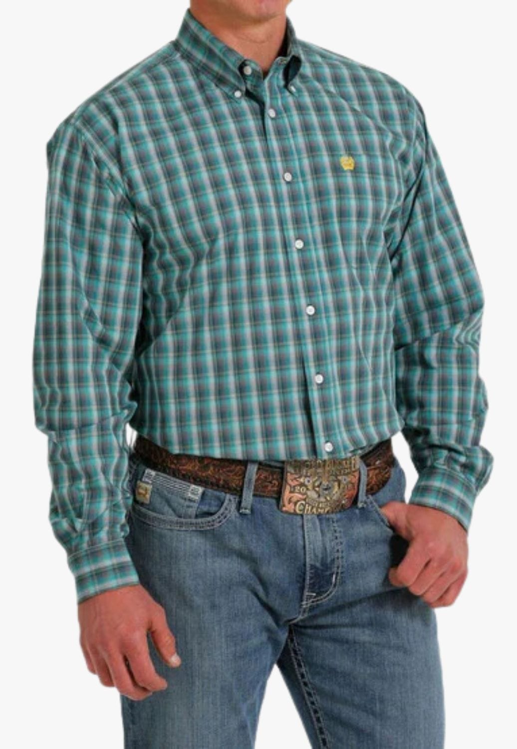 Cinch CLOTHING-Mens Long Sleeve Shirts Cinch Mens Plaid Long Sleeve Shirt