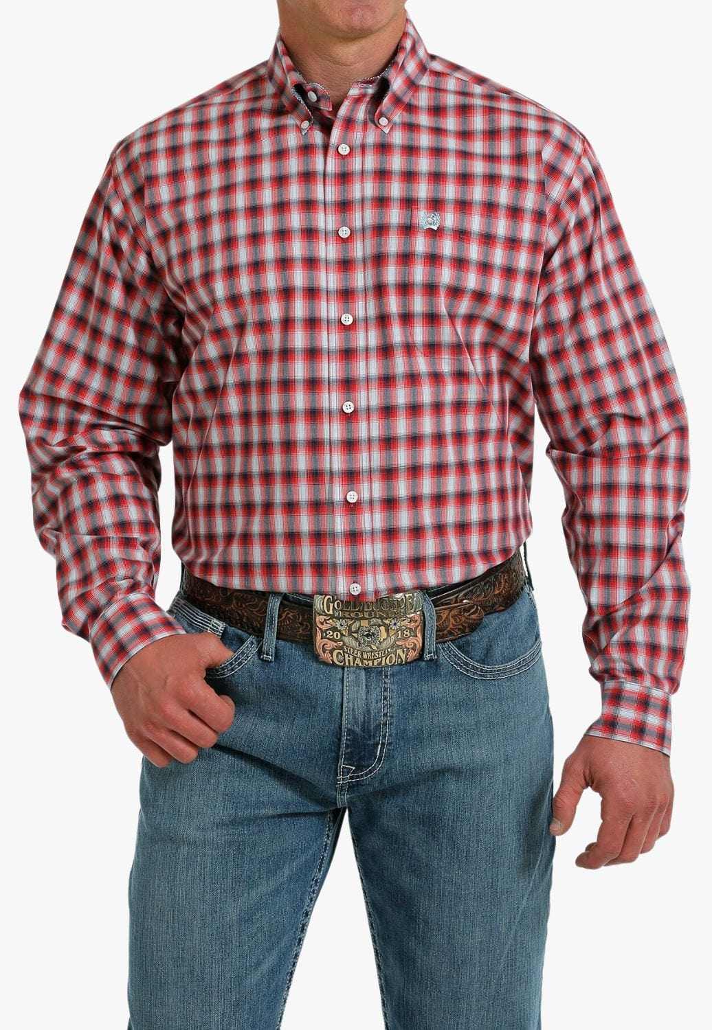Cinch CLOTHING-Mens Long Sleeve Shirts Cinch Mens Plaid Long Sleeve Shirt