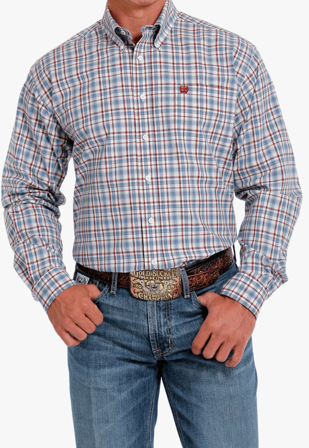 Cinch CLOTHING-Mens Long Sleeve Shirts Cinch Mens Plaid Long Sleeve Shirt