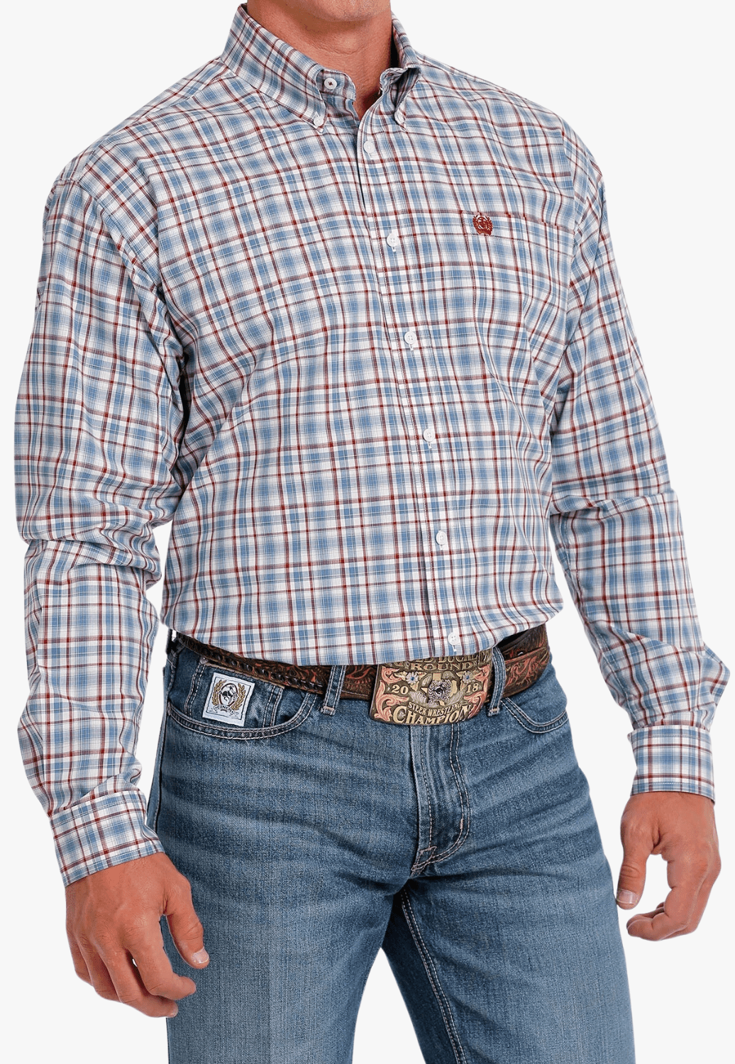 Cinch CLOTHING-Mens Long Sleeve Shirts Cinch Mens Plaid Long Sleeve Shirt