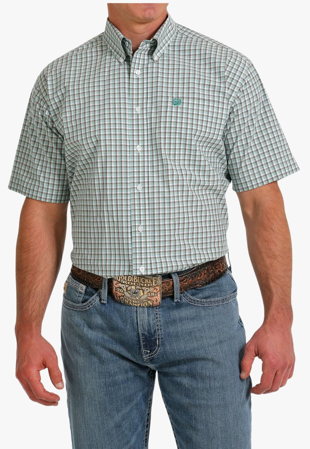 Cinch CLOTHING-Mens Short Sleeve Shirts Cinch Mens Plaid Short Sleeve Shirt