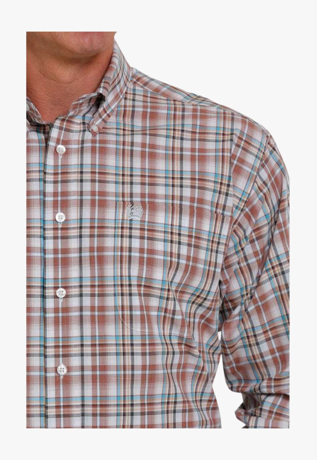 Cinch CLOTHING-Mens Long Sleeve Shirts Cinch Mens Plaid Western Long Sleeve Shirt