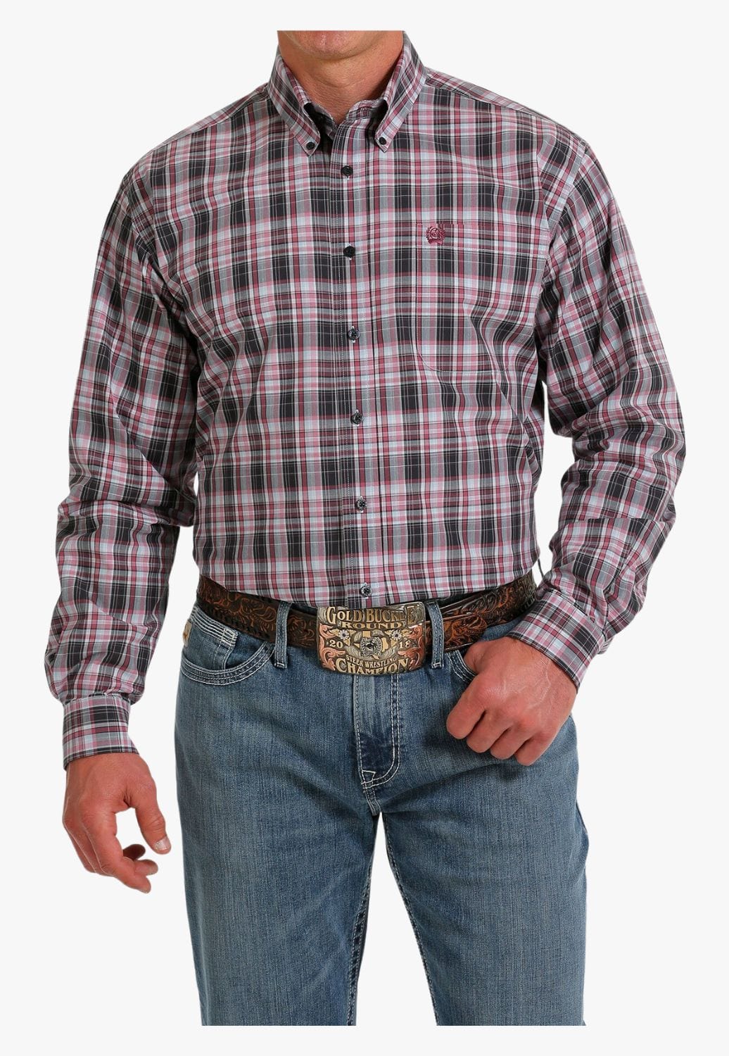 Cinch CLOTHING-Mens Long Sleeve Shirts Cinch Mens Plaid Western Long Sleeve Shirt
