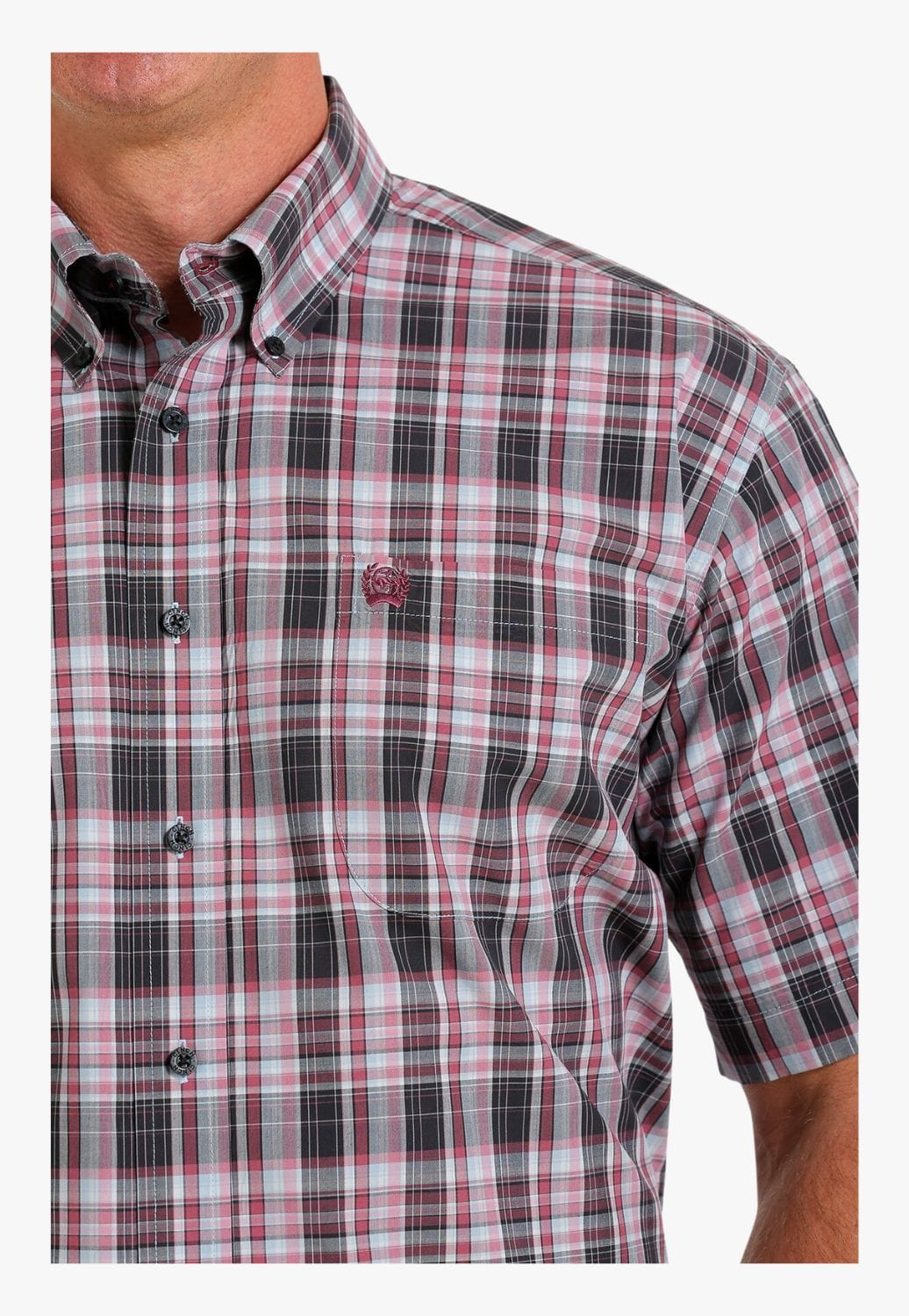 Cinch CLOTHING-Mens Short Sleeve Shirts Cinch Mens Plaid Western Short Sleeve Shirt