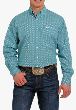 Cinch CLOTHING-Mens Long Sleeve Shirts Cinch Mens Weave Print Button Down Long Sleeve Shirt