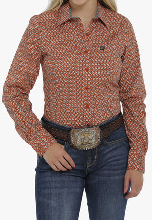 Cinch CLOTHING-Womens Long Sleeve Shirts Cinch Womens Geo Print Button Down Long Sleeve Shirt