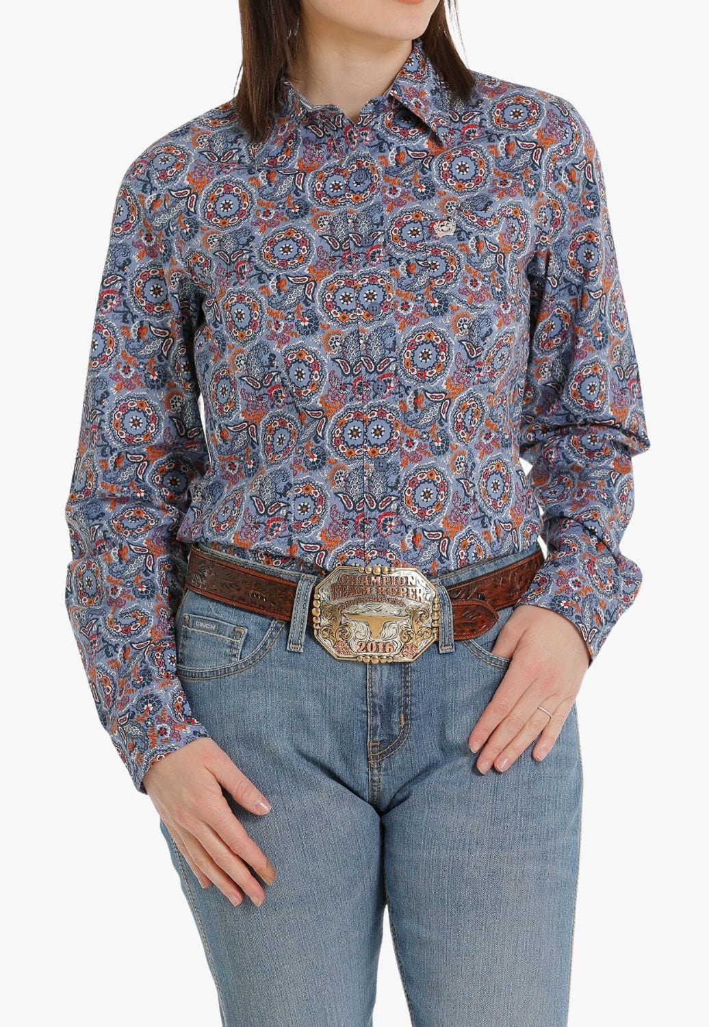 Cinch CLOTHING-Womens Long Sleeve Shirts Cinch Womens Medallion Button Down Long Sleeve Shirt