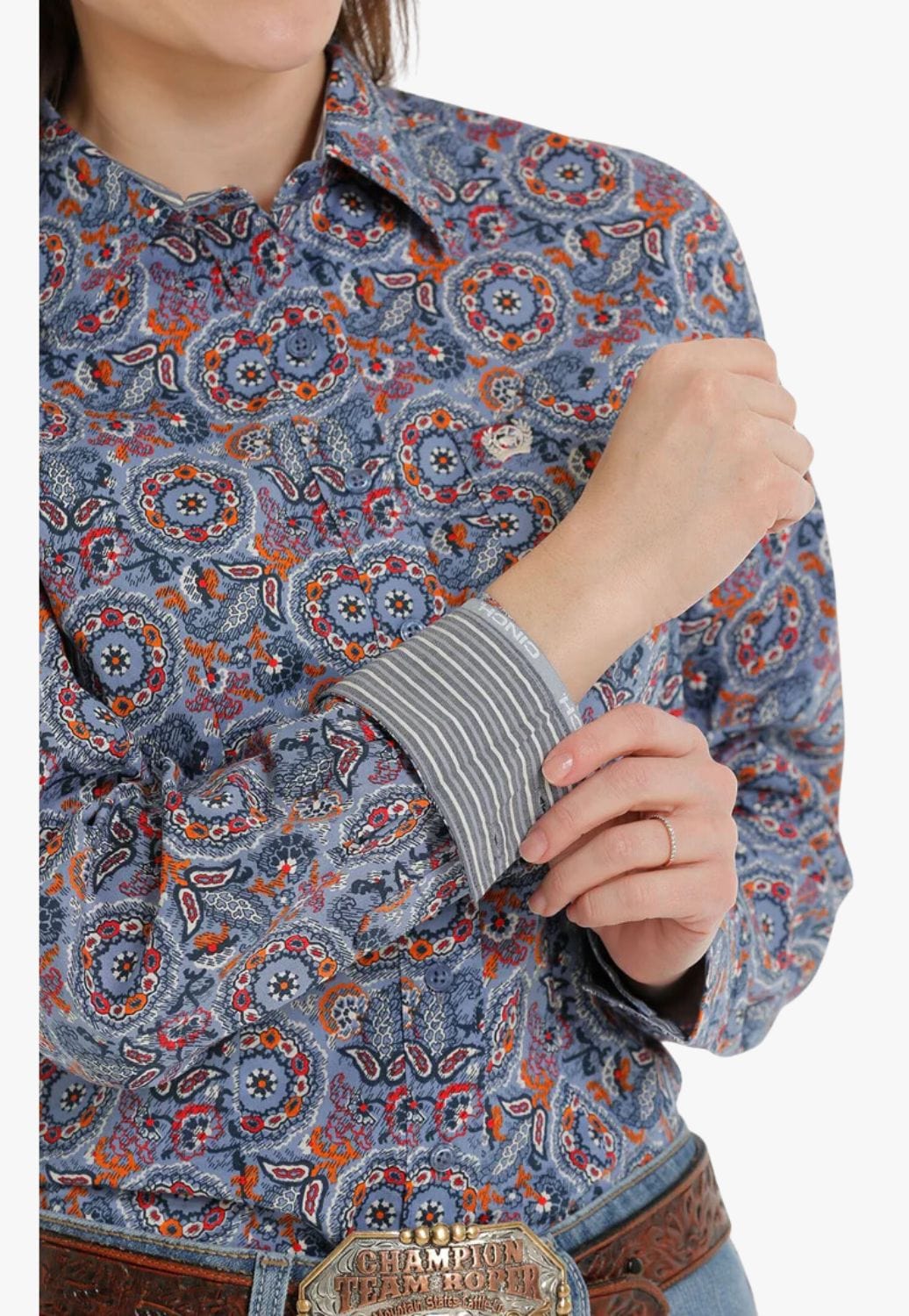 Cinch CLOTHING-Womens Long Sleeve Shirts Cinch Womens Medallion Button Down Long Sleeve Shirt