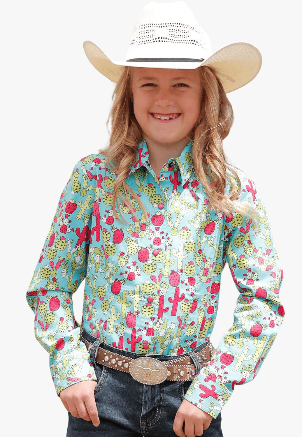 Cruel Girl CLOTHING-Girls Long Sleeve Shirts Cruel Girl Girls Cactus Print Long Sleeve Shirt