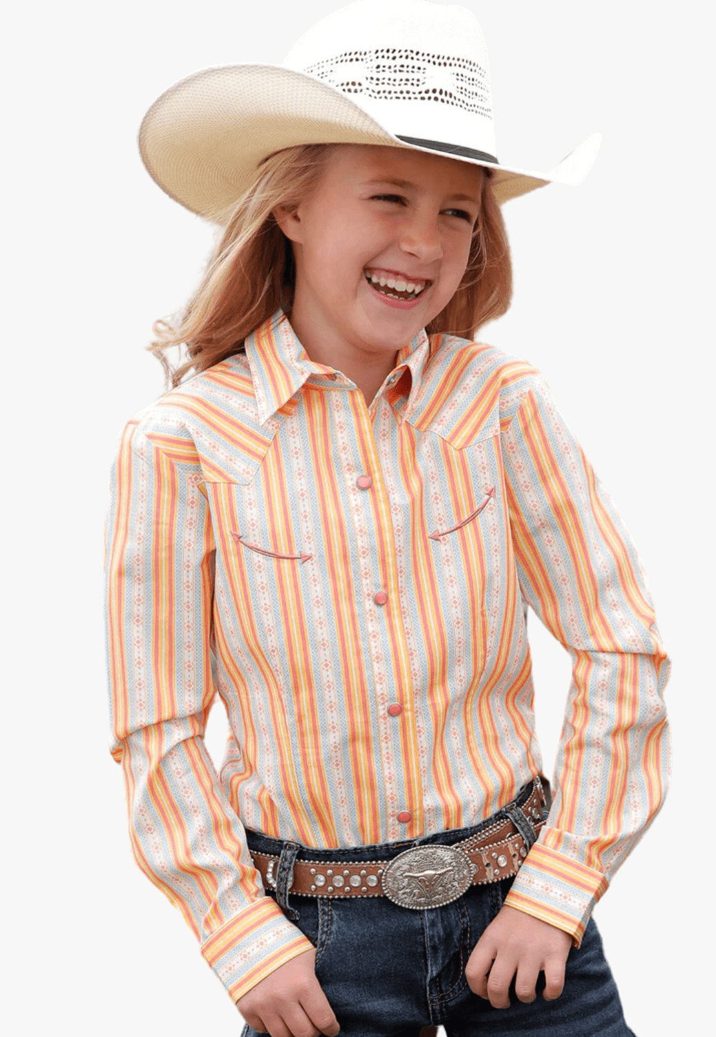 Cruel Girl CLOTHING-Girls Long Sleeve Shirts Cruel Girl Girls Stripe Button-Down Long Sleeve Shirt