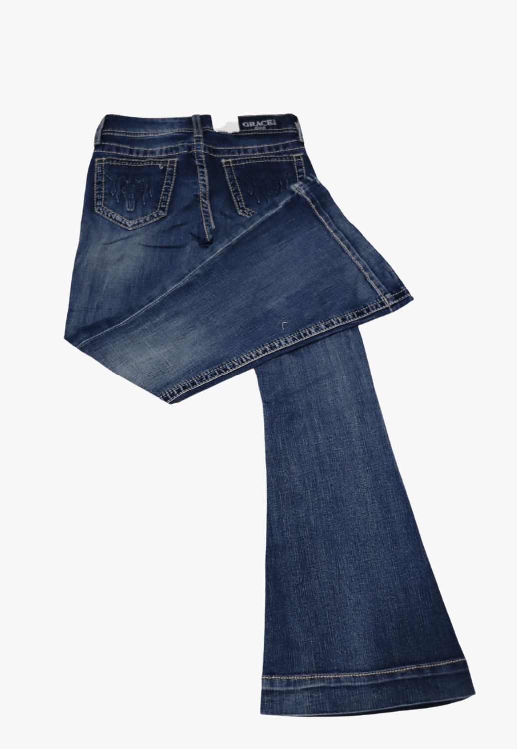Grace In LA CLOTHING-Girls Jeans Grace In LA Girls 3D Steer Head Flare Jean