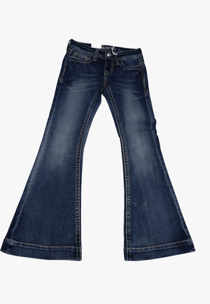 Grace In LA CLOTHING-Girls Jeans Grace In LA Girls 3D Steer Head Flare Jean