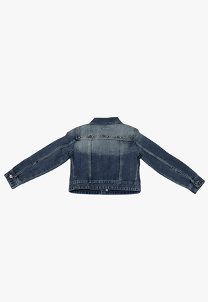 Grace In LA CLOTHING-Girls Jackets Grace In LA Girls Embroidered Denim Jacket