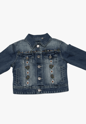 Grace In LA CLOTHING-Girls Jackets Grace In LA Girls Embroidered Denim Jacket