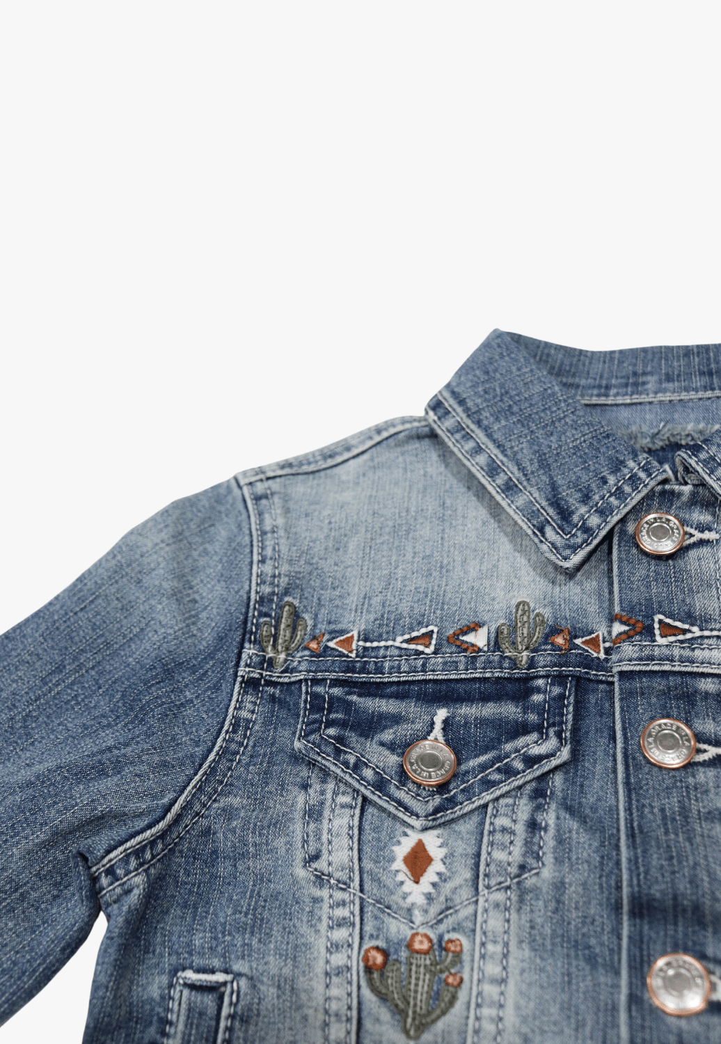 Grace In LA CLOTHING-Girls Jackets Grace In LA Girls Embroidered Denim Jacket