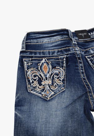 Grace In LA CLOTHING-Girls Jeans Grace In LA Girls Embroidered Pocket Jean