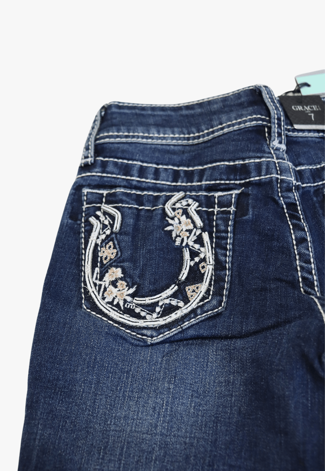 Grace In LA CLOTHING-Girls Jeans Grace In LA Girls Horse Shoe Bootcut Jean