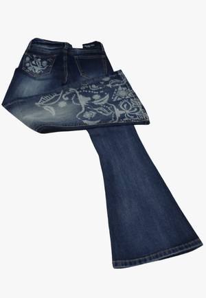 Grace In LA CLOTHING-Girls Jeans Grace In LA Girls Printed Flare Jean