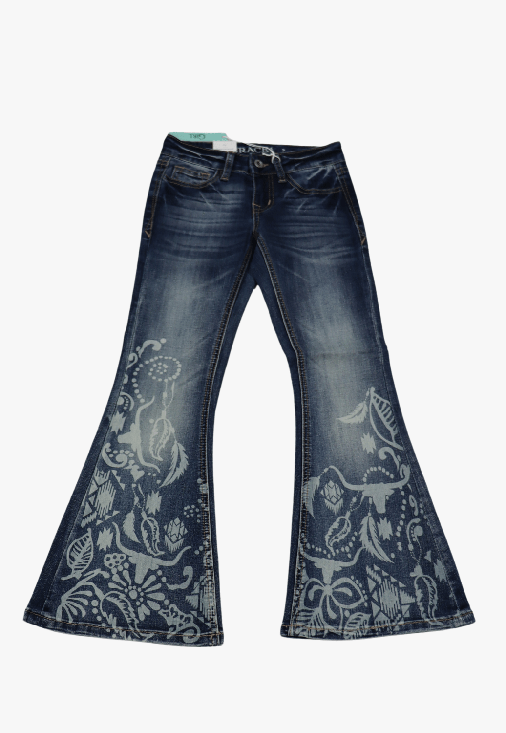 Grace In LA CLOTHING-Girls Jeans Grace In LA Girls Printed Flare Jean