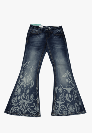 Grace In LA CLOTHING-Girls Jeans Grace In LA Girls Printed Flare Jean
