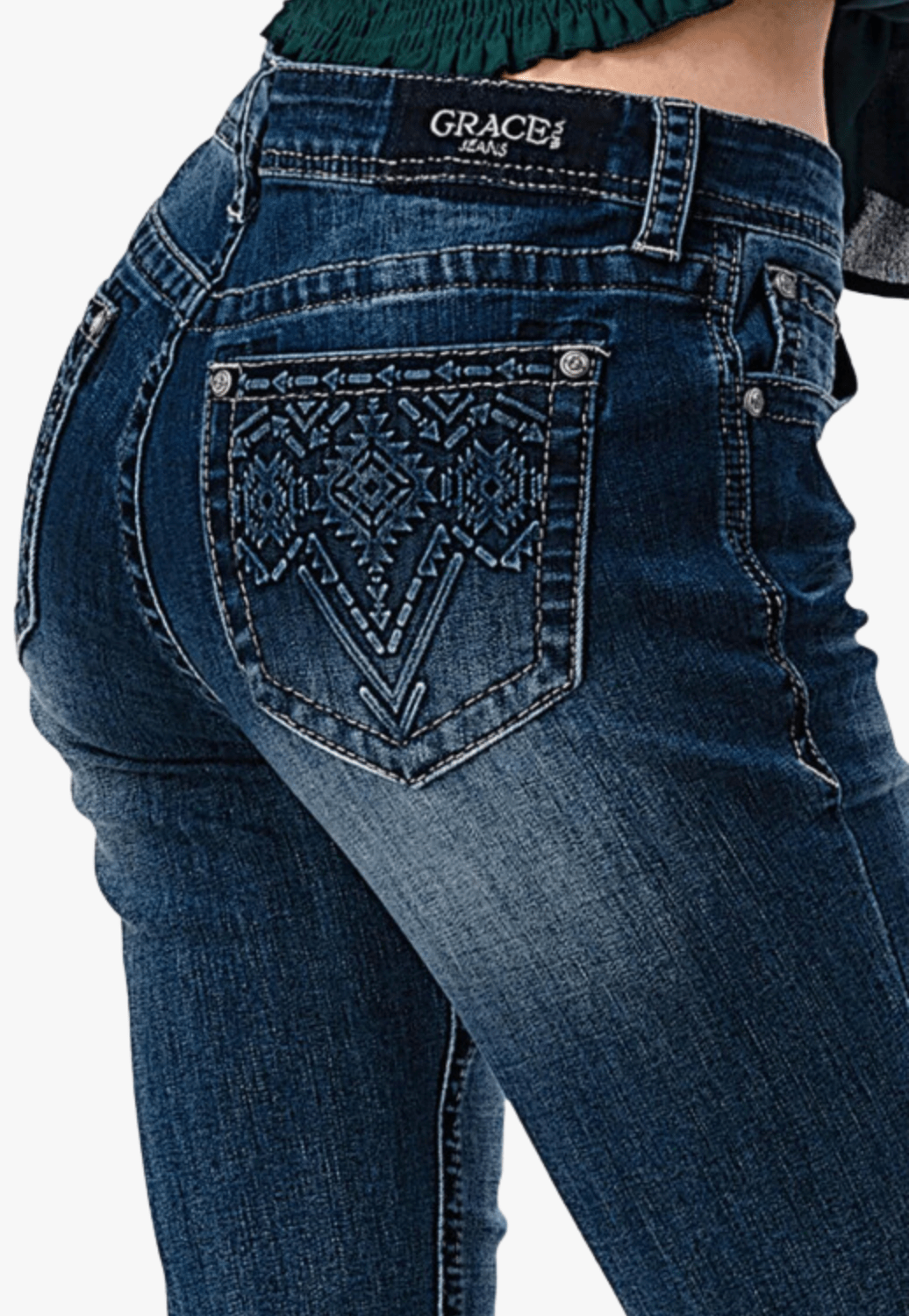 Grace In LA CLOTHING-Womens Jeans Grace In LA Womens Aztec 3D Jean