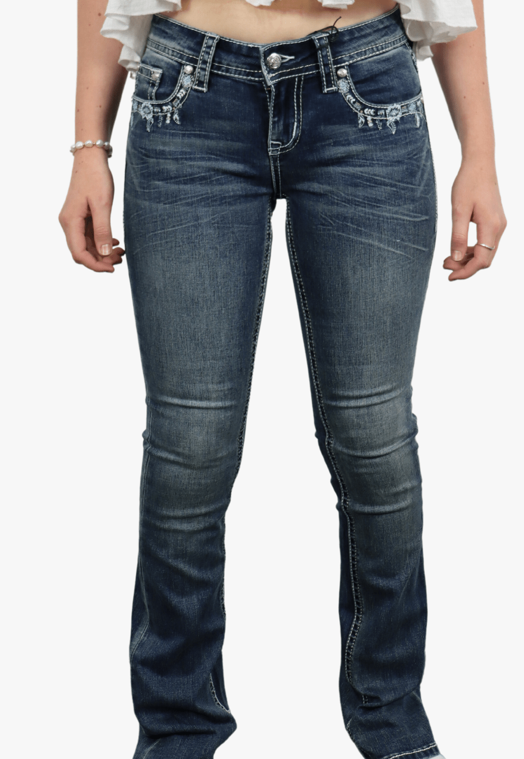 Grace In LA CLOTHING-Womens Jeans Grace In LA Womens Aztec Embroidered Jean