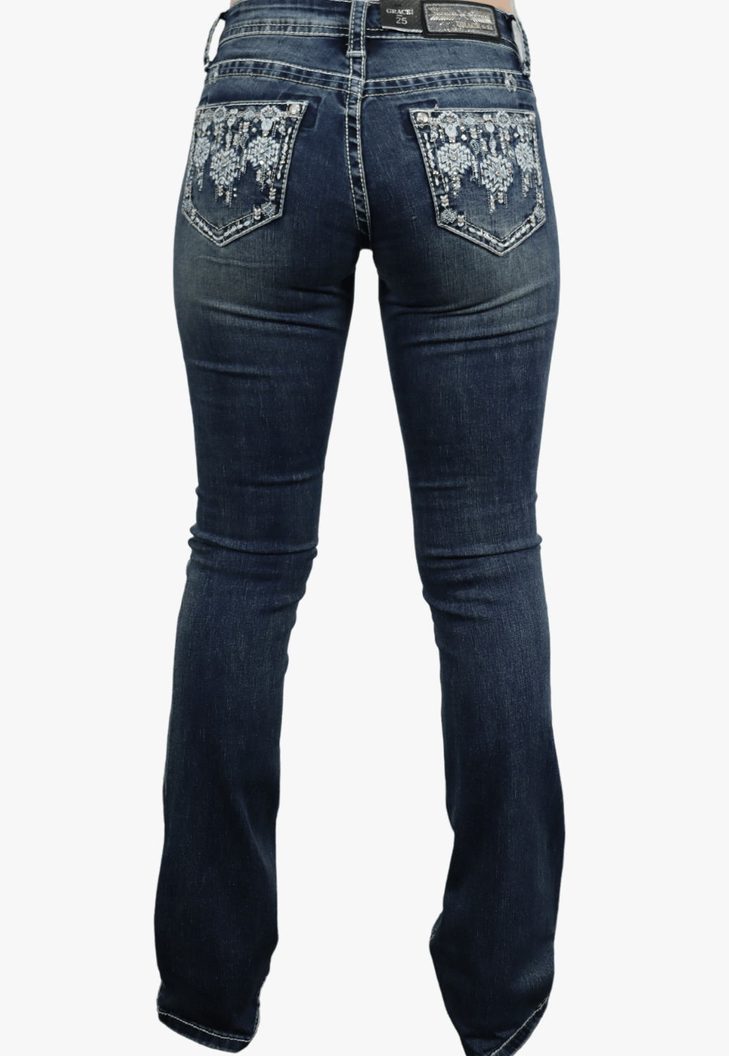 Grace In LA CLOTHING-Womens Jeans Grace In LA Womens Aztec Embroidered Jean