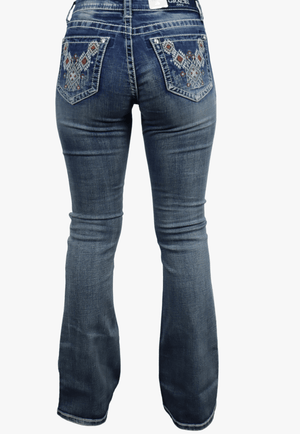 Grace In LA CLOTHING-Womens Jeans Grace In LA Womens Aztec Pocket Jean