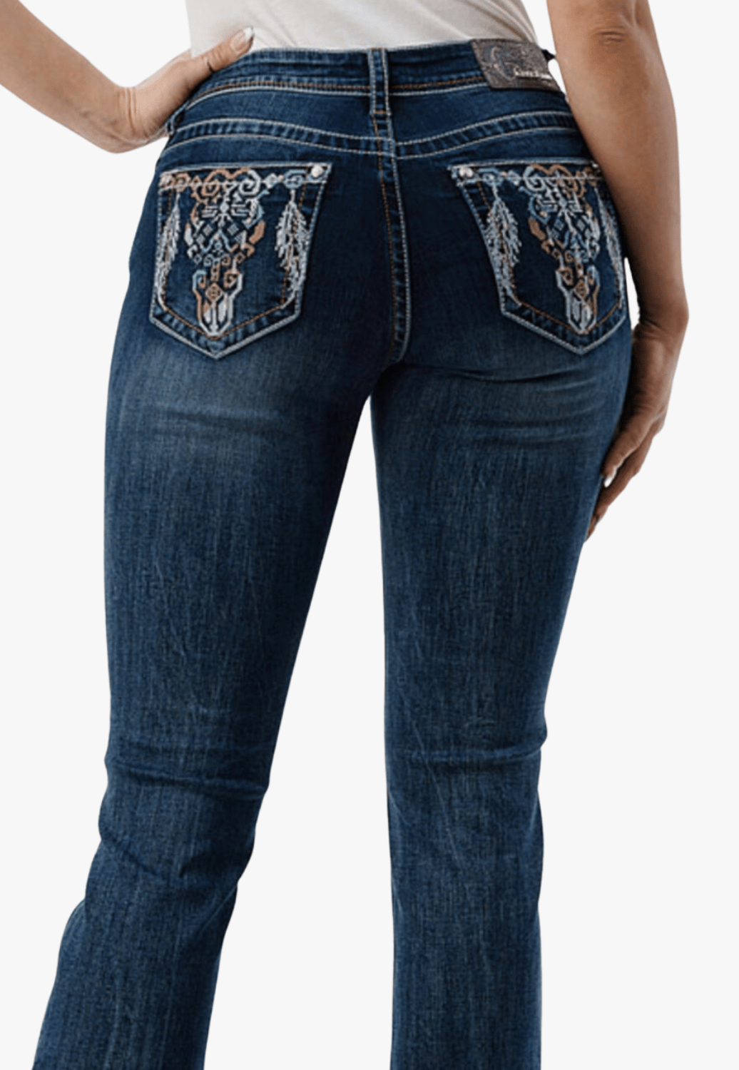 Grace In LA CLOTHING-Womens Jeans Grace In LA Womens Colourful Steer Head Jean