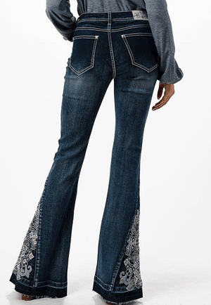 Grace In LA CLOTHING-Womens Jeans Grace In LA Womens Embroidered Side Detail Flare Jean