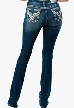 Grace In LA CLOTHING-Womens Jeans Grace In LA Womens Heavy Stitched Line Jean