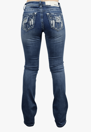 Grace In LA CLOTHING-Womens Jeans Grace In LA Womens Steer Head Jeans