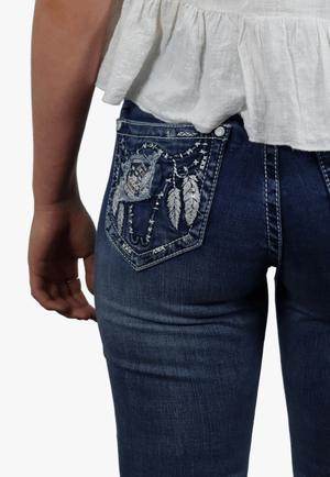 Grace In LA CLOTHING-Womens Jeans Grace In LA Womens Steer Head Jeans