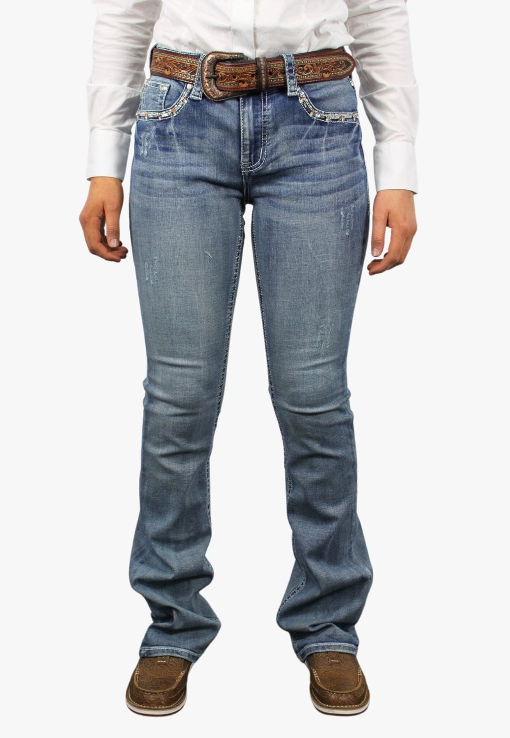 Grace In LA CLOTHING-Womens Jeans Grace In LA Womens Wave Stitch Jean