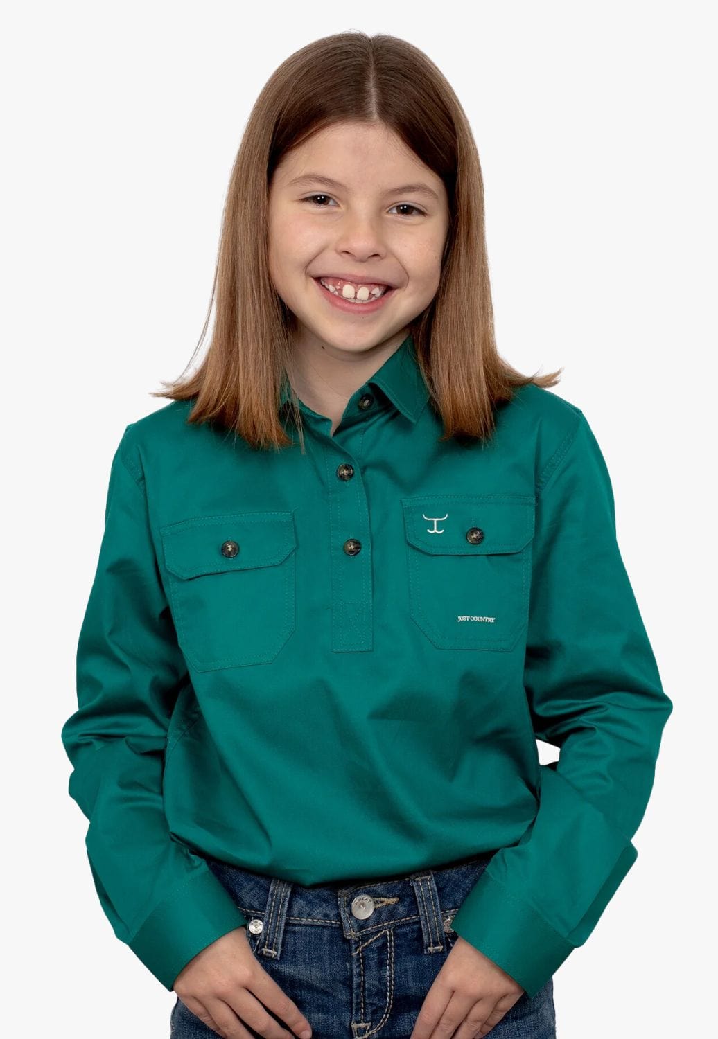 Just Country CLOTHING-Girls Long Sleeve Shirts Just Country Girls Kenzie Workshirt JC60606