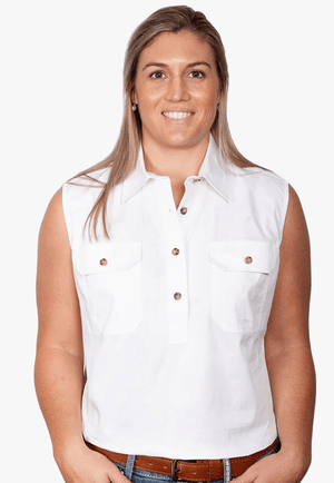 Just Country CLOTHING-Womens Long Sleeve Shirts XS/8 / White Just Country Womens Kerry Work Shirt JC50503