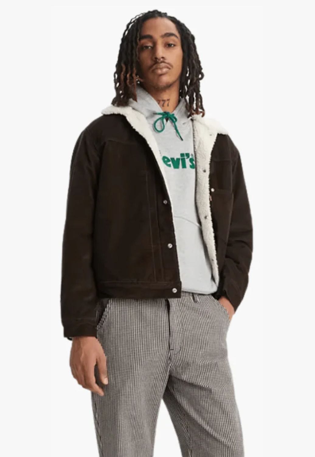 Levi CLOTHING-Mens Jackets Levi mens Type 1 Sherpa Trucker Corduroy Jacket