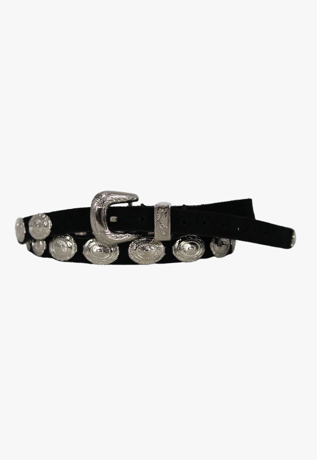 M and F Western ACCESSORIES-Hat Bands Black M and F Western Oval Conchos Suede Leather Hatband