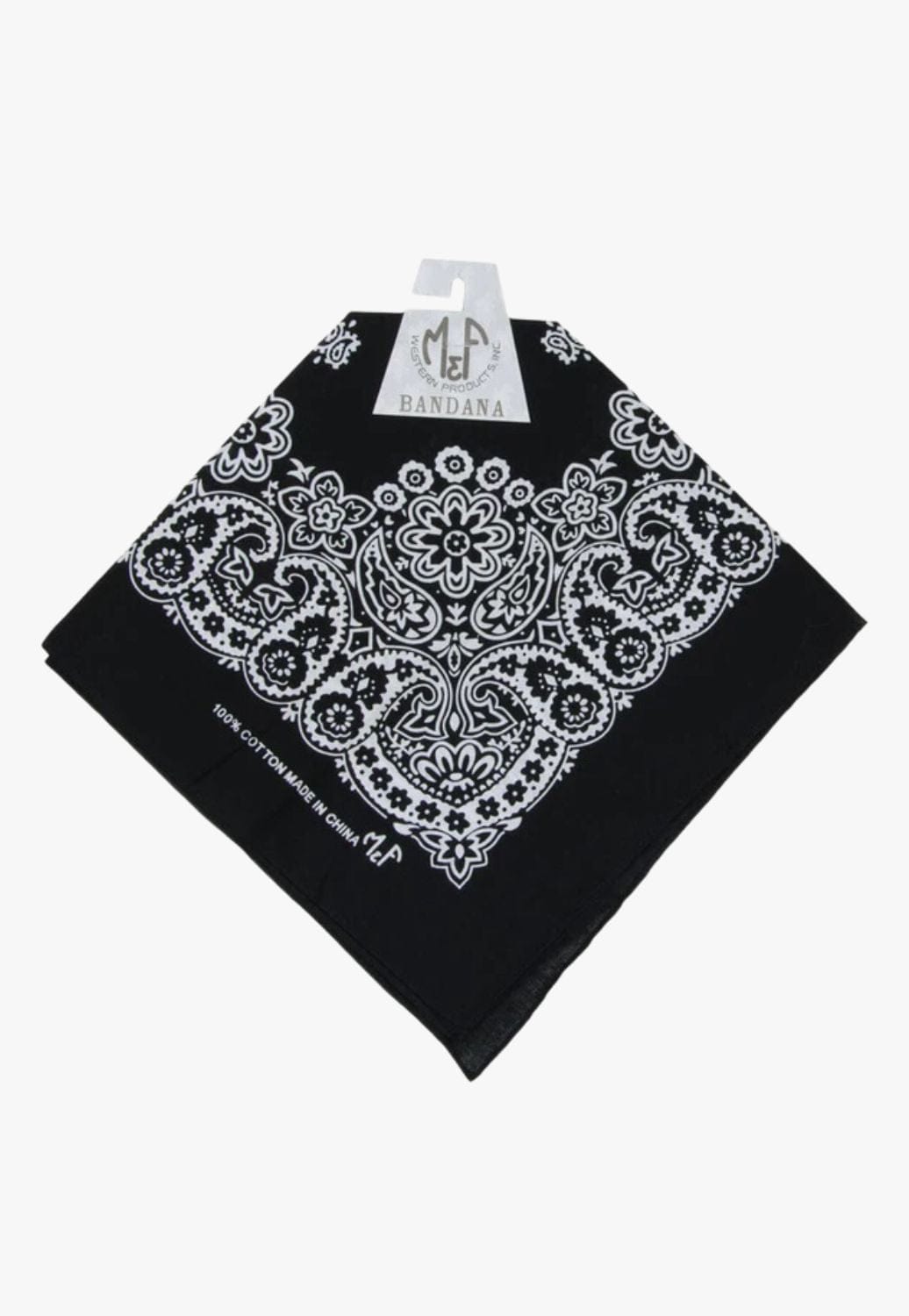 M and F Western ACCESSORIES-General Black/White M and F Western Paisley Pattern Bandana