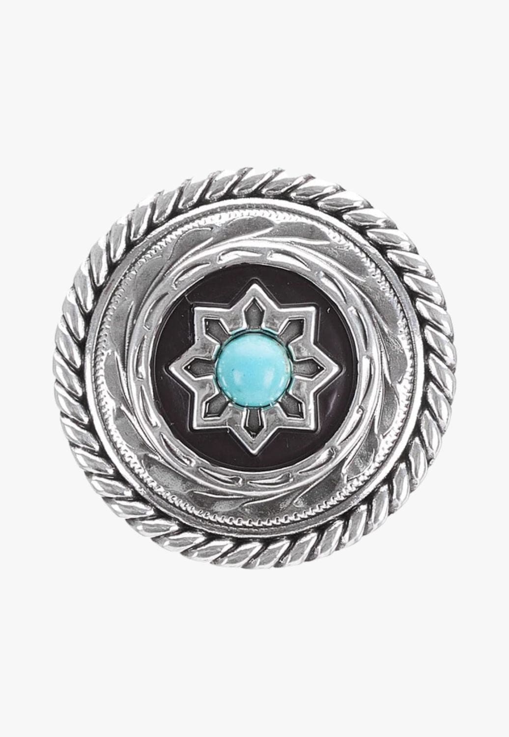 M and F Western ACCESSORIES-General Silver M and F Western Turquoise Flower Scarf Slide