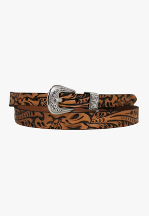 M and F Western ACCESSORIES-Hat Bands Tan M and F Western Tooled Hatband