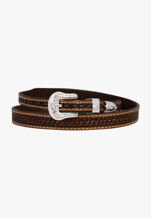 M and F Western ACCESSORIES-Hat Bands Tan M and F Western Tooled Leather Hatband