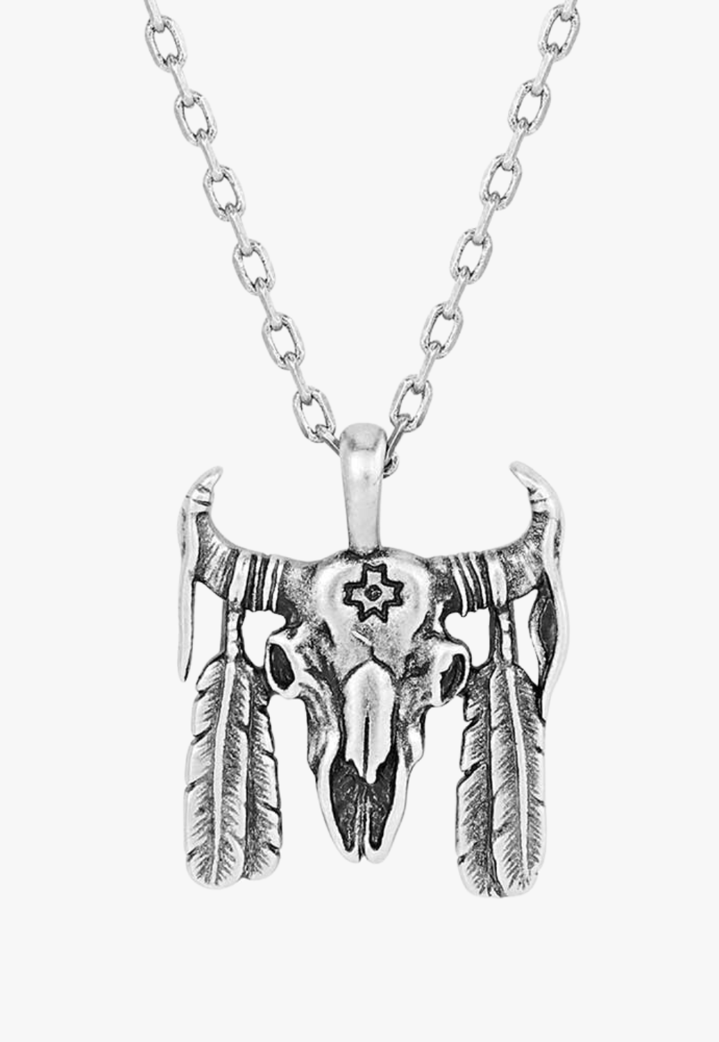 Montana ACCESSORIES-Jewellery Silver Montana Feather Skull Necklace