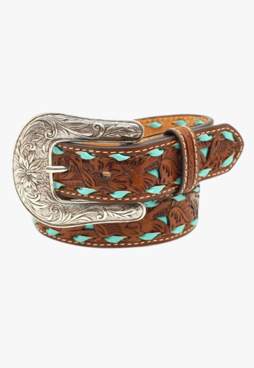 Nocona CLOTHING-Girls Belts Nocona Girls Floral Tooled Belt