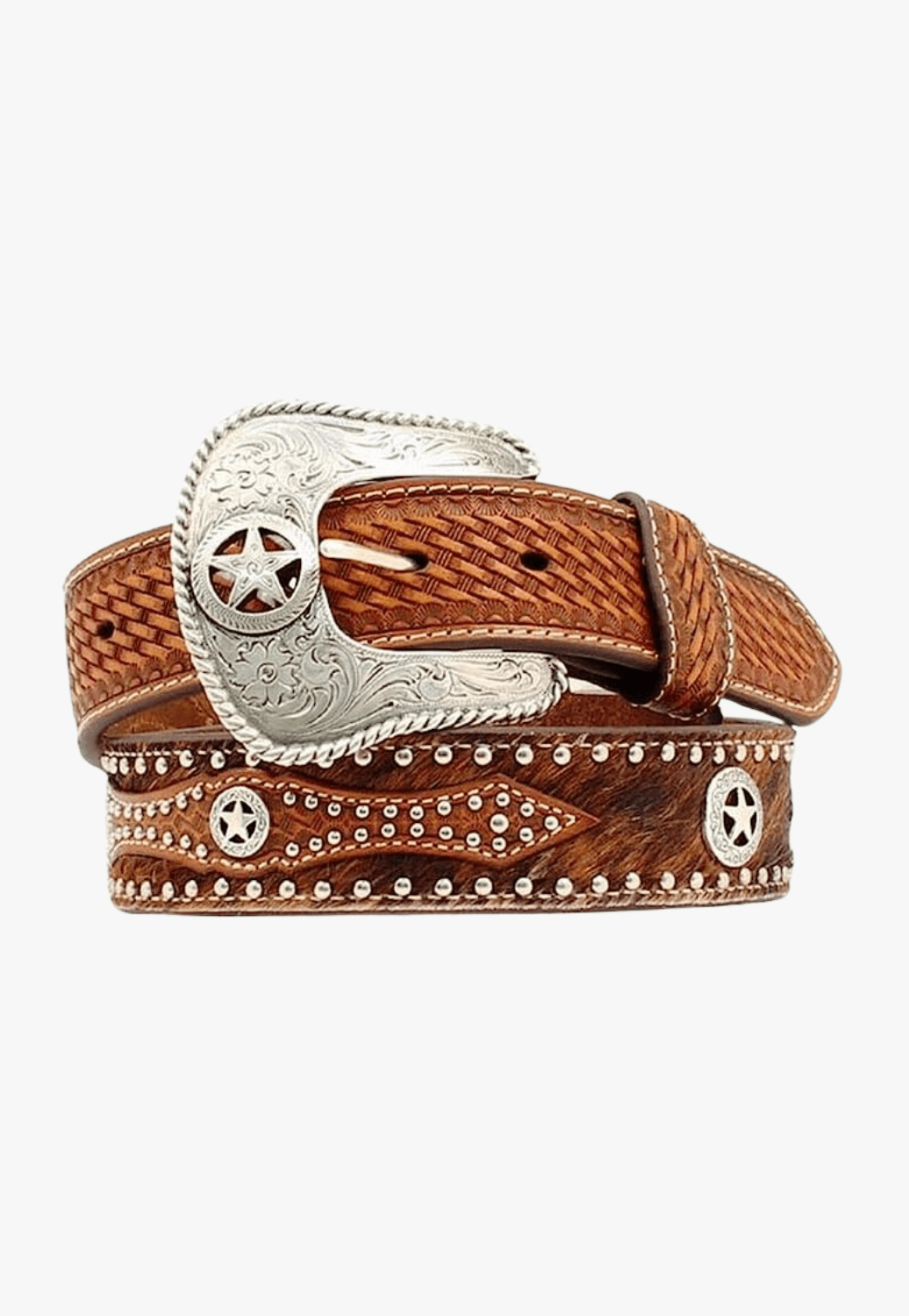 Nocona CLOTHING-Mens Belts & Braces Nocona Mens Cowhide Star Concho Belt