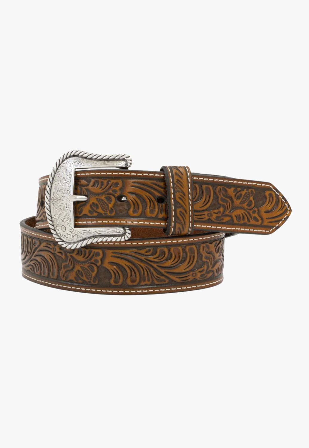 Nocona CLOTHING-Mens Belts & Braces Nocona Mens Floral Embossed Belt