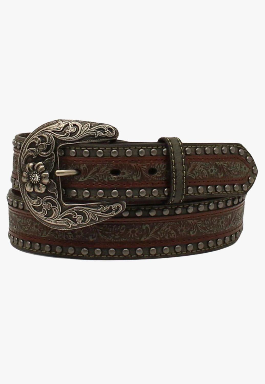 Nocona CLOTHING-Womens Belts Nocona Womens Embossed Floral Stud Belt